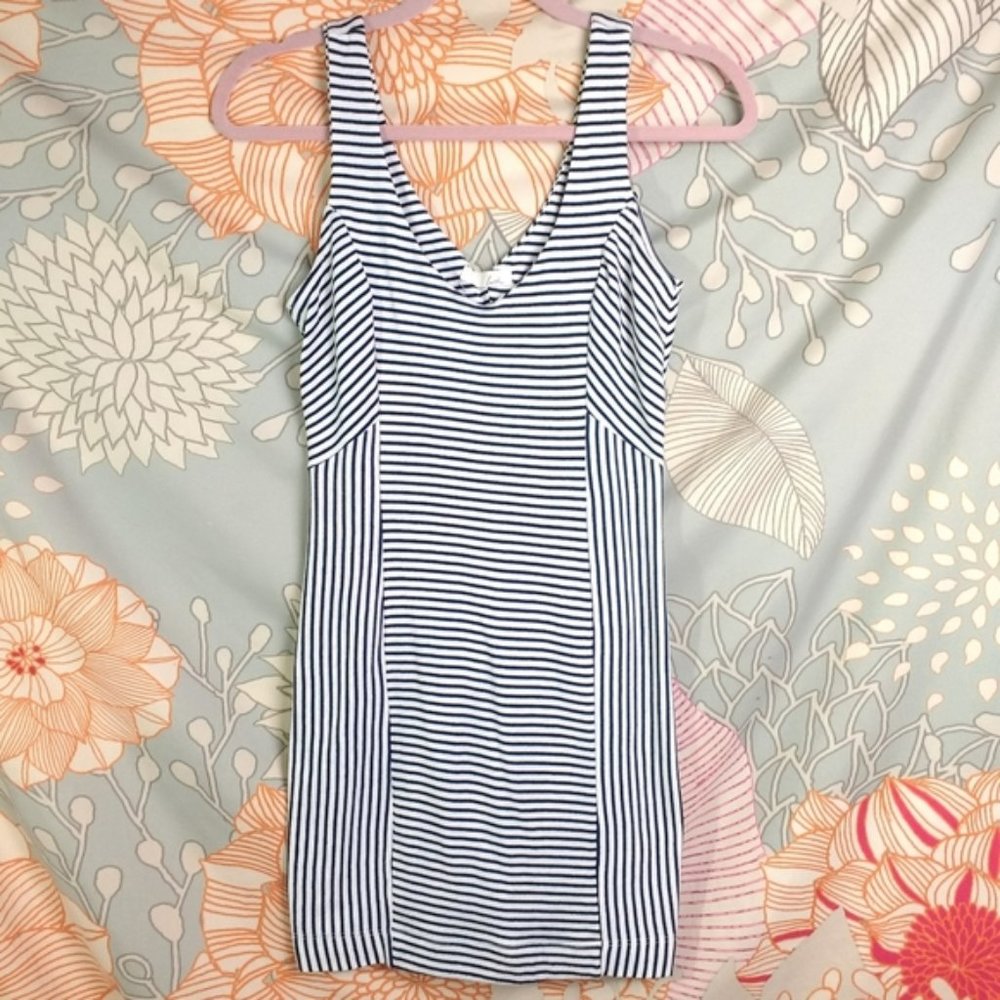 Lush Black and White Bodycon Striped Dress Large